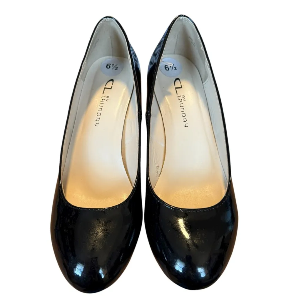 CL By Laundry shiny black slip on wedges dress shoes women's size 6 1/2 - Image 6