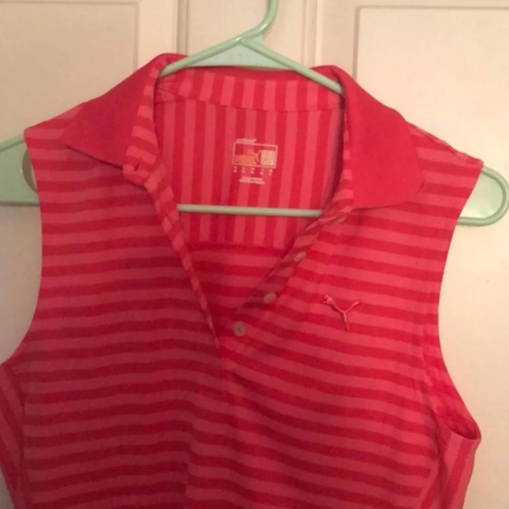 Puma pink striped sleeveless golf polo XS - Image 4