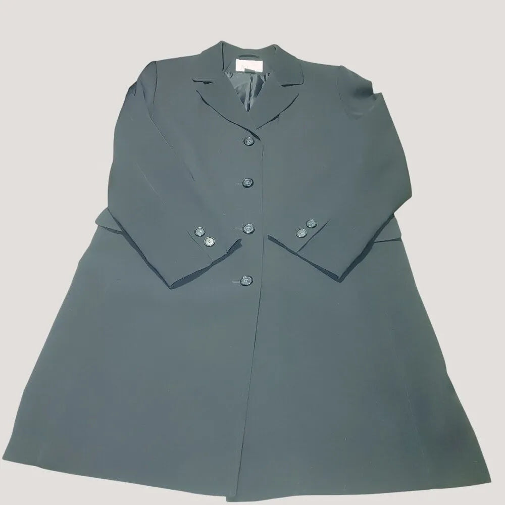 Large Dress Coat Jacqueline Ferrar Navy Blue Button Front Pockets Trench Coat - Image 5