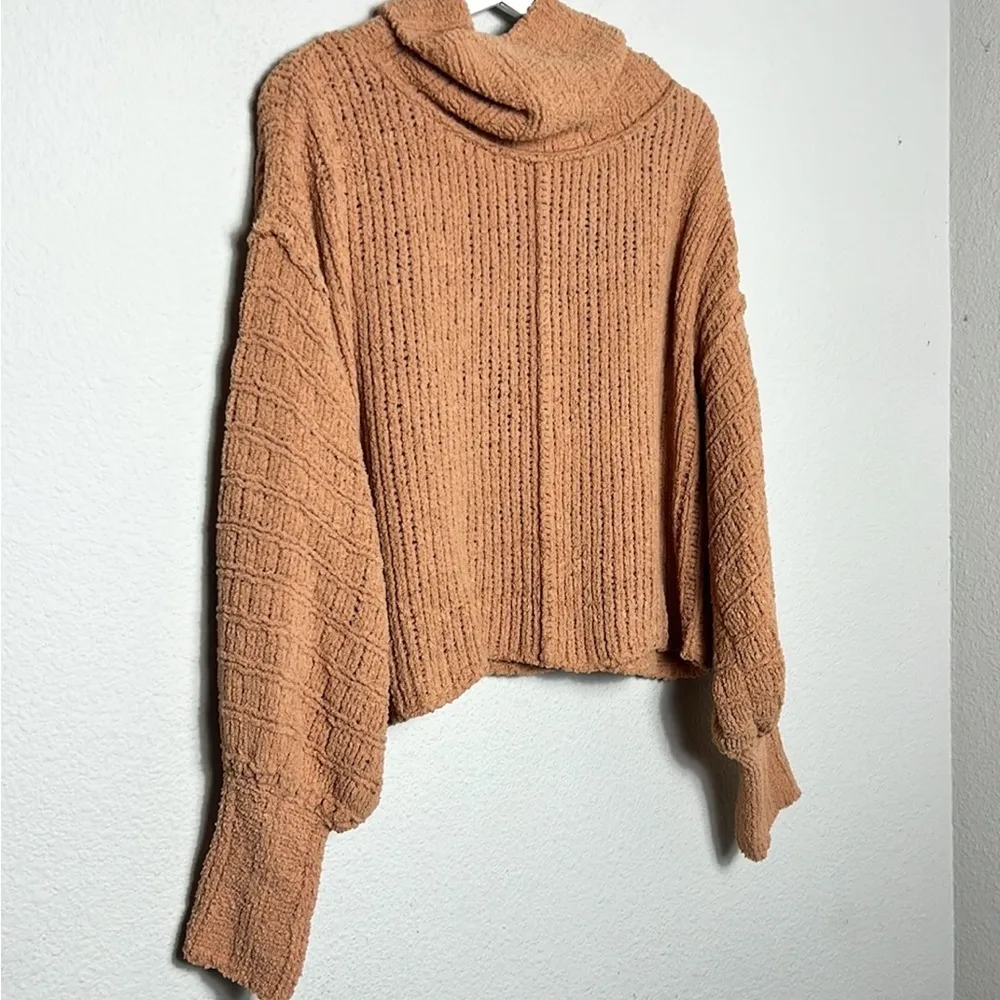 Free People Oversized Cowl Neck Pullover Sweater Be Yours Camel - Image 4