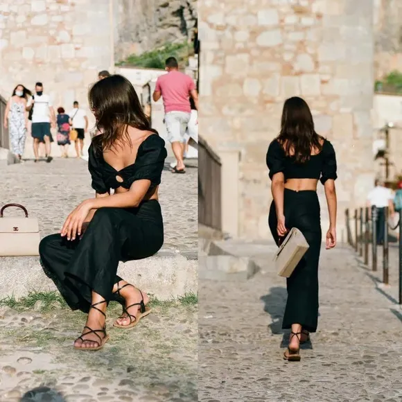 Anthropologie Faithfull the Brand La Marches Linen Top in Black Size 10 NWT $169 - Image 2