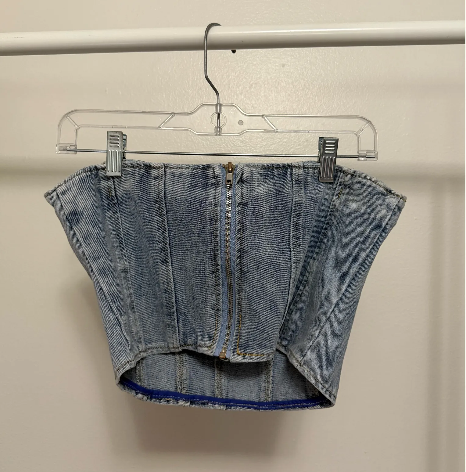 Pretty Little Thing Bandeau Denim Corset Top - Image 5