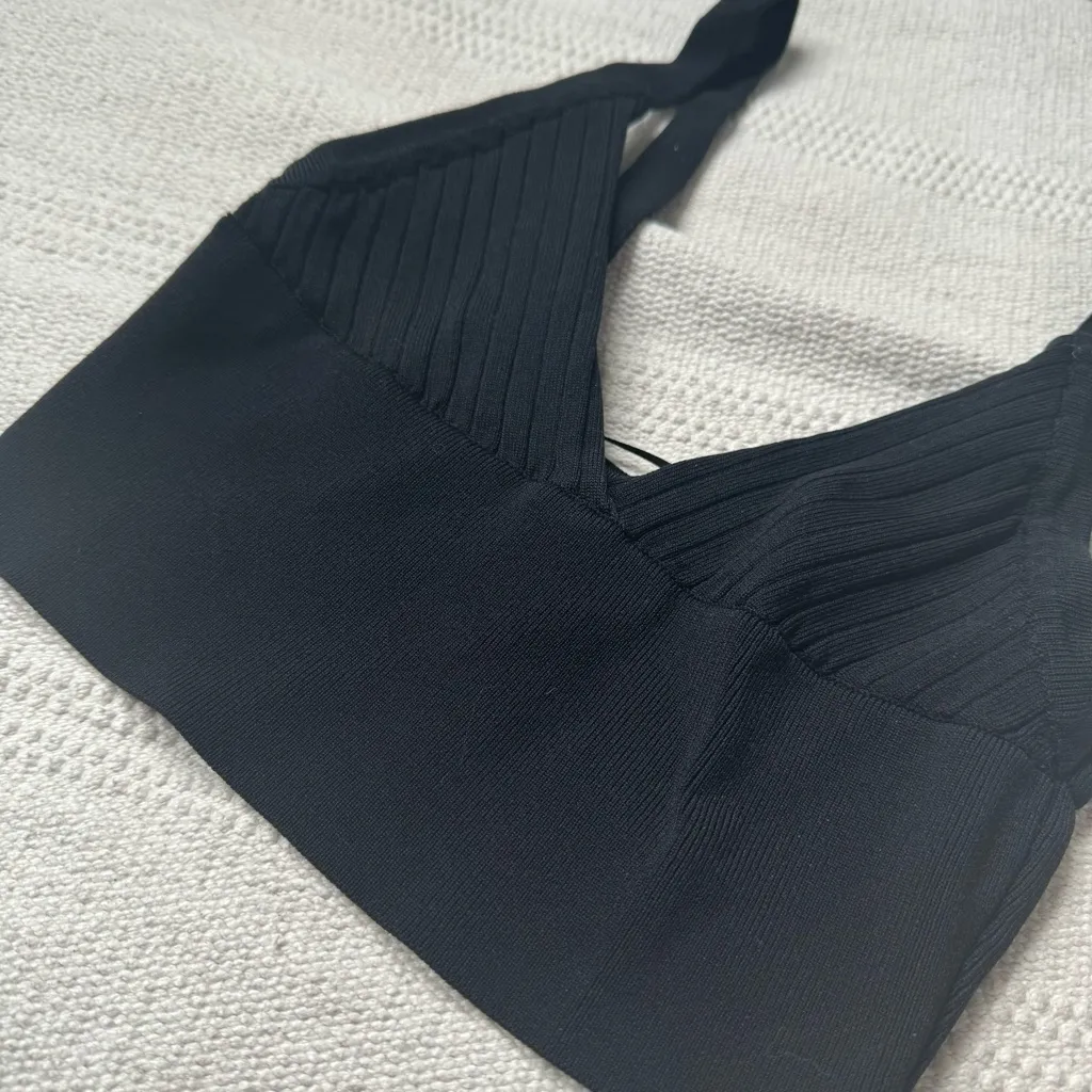 Zara black knit bralette crop tank top - Image 3