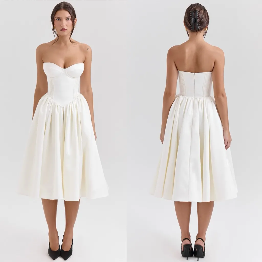 House of CB Coco Vintage Ivory Satin Midi Dress XS - Image 3
