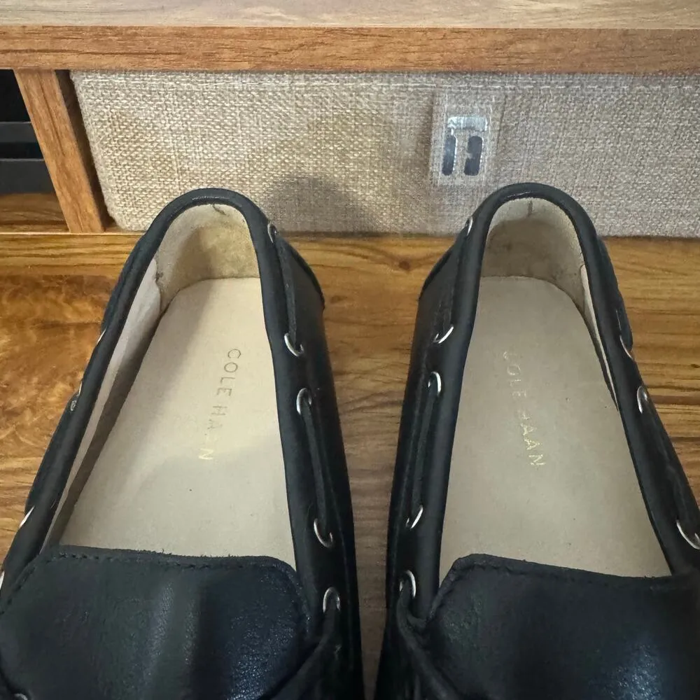 Cole Haan Driving Loafer Women 5.5 Black Leather Tie Moccasin Old Money Minimal - Image 8