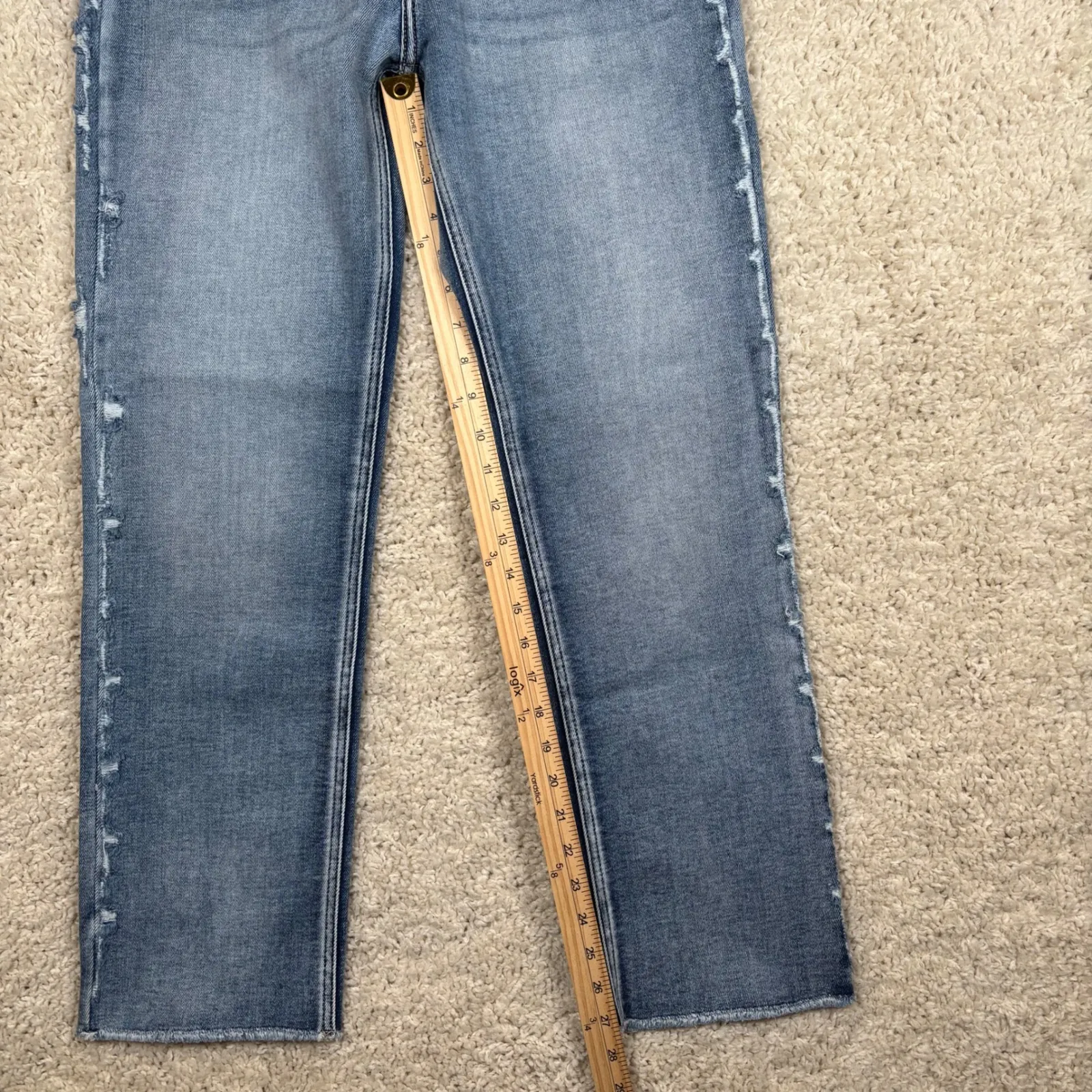 Kancan Women's High Rise Straight Leg Jeans Distressed Blue Wash Size 28 - Image 3