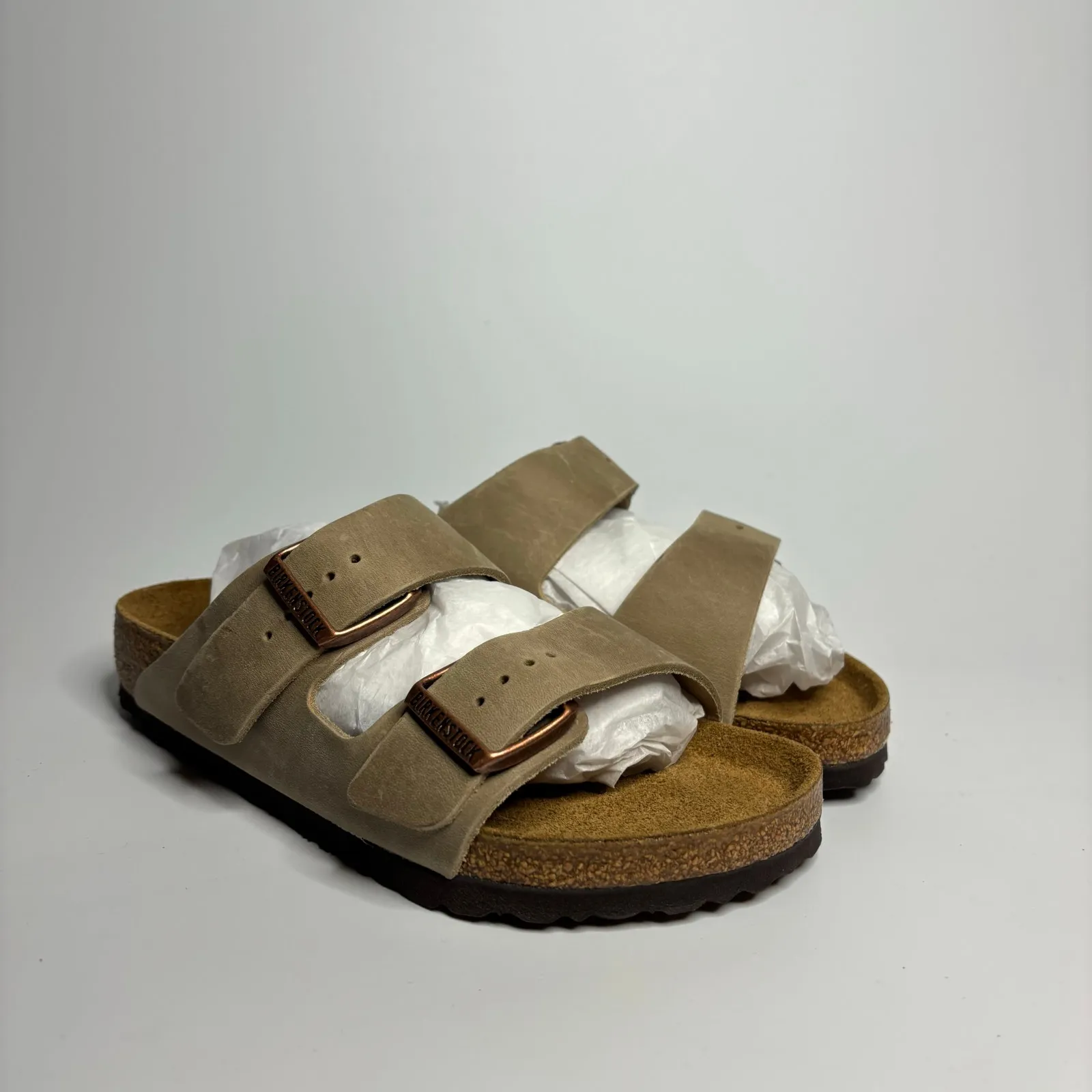 Birkenstock Arizona Waxy Leather Sandals in Tobacco Brown - Image 6
