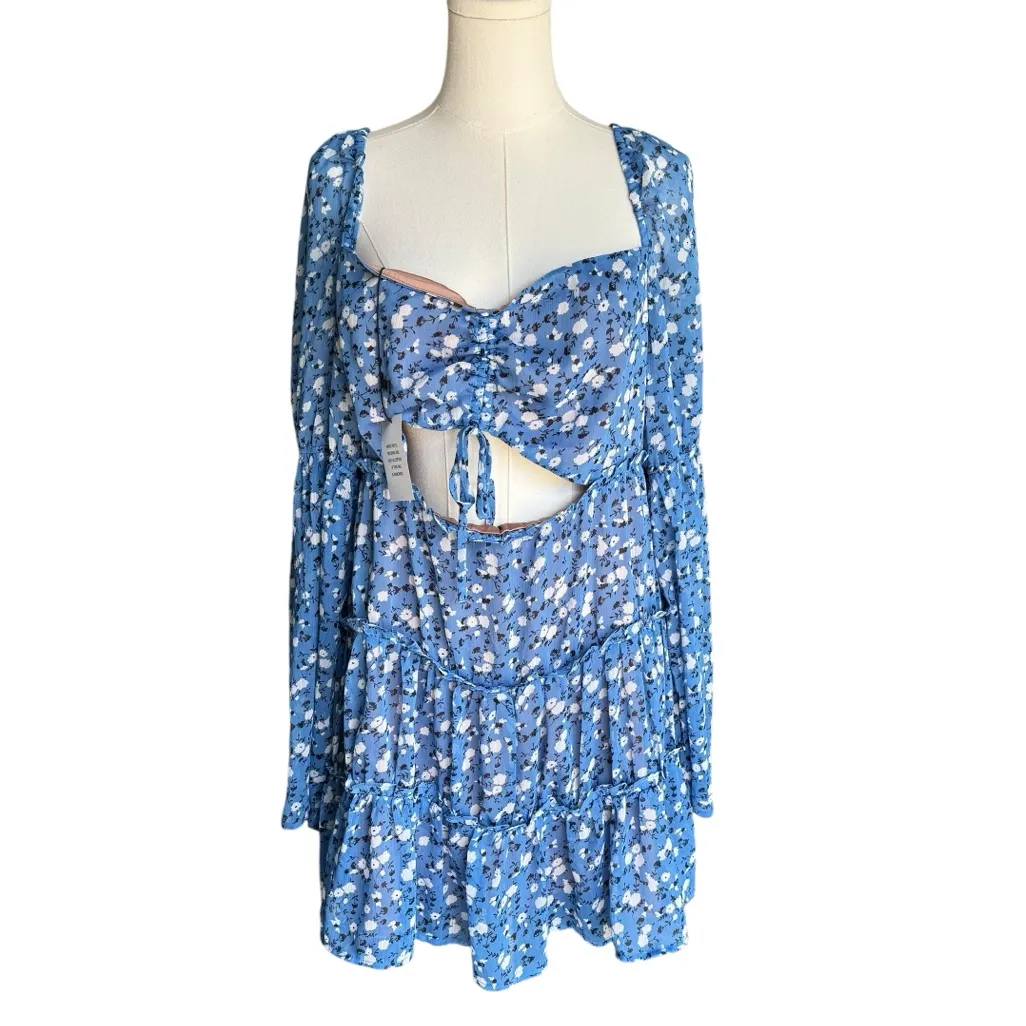 MAJORELLE x Revolve - NWT Ailish Mini Dress in Blue Ditsy Sz XL - Image 4