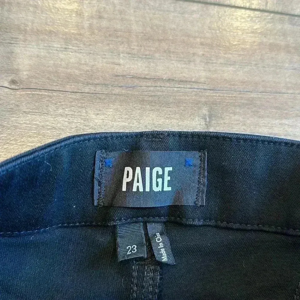 Paige Mayslie Jogger Pants in Black Fog Luxe Coated Sz 23 - Image 5