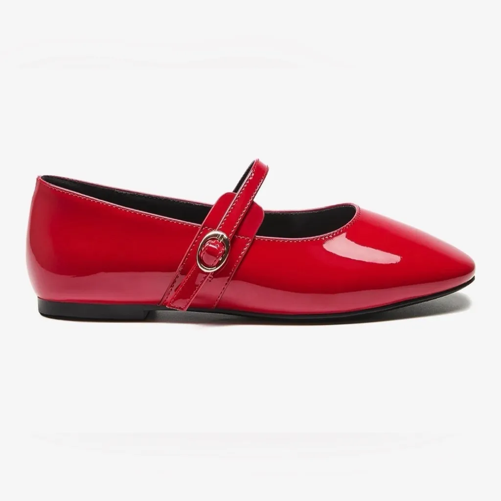 NEW Mary Jane Flats Comfortable Round Toe Red Patent Ballet Flats Career Shoes 9 - Image 3