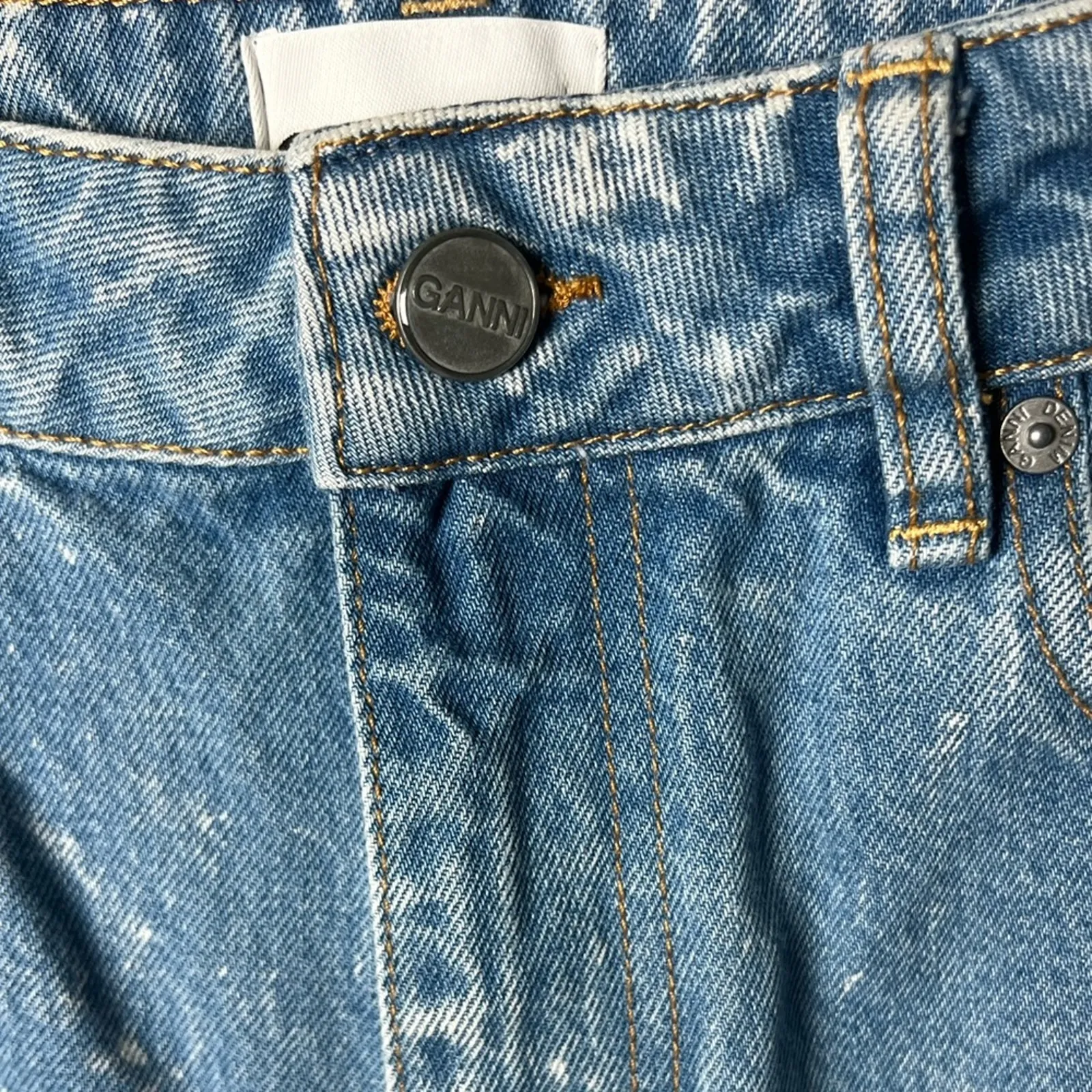 GANNI Womens Cotton High Rise White Acid Light Blue Bootcut Denim BetzyJeans 27 - Image 5
