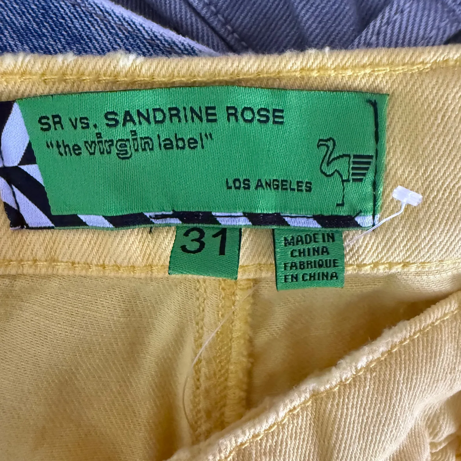Sandrine Rose “the virgin label” Yellow Pleated Straight Jeans NWOT 31 - Image 3