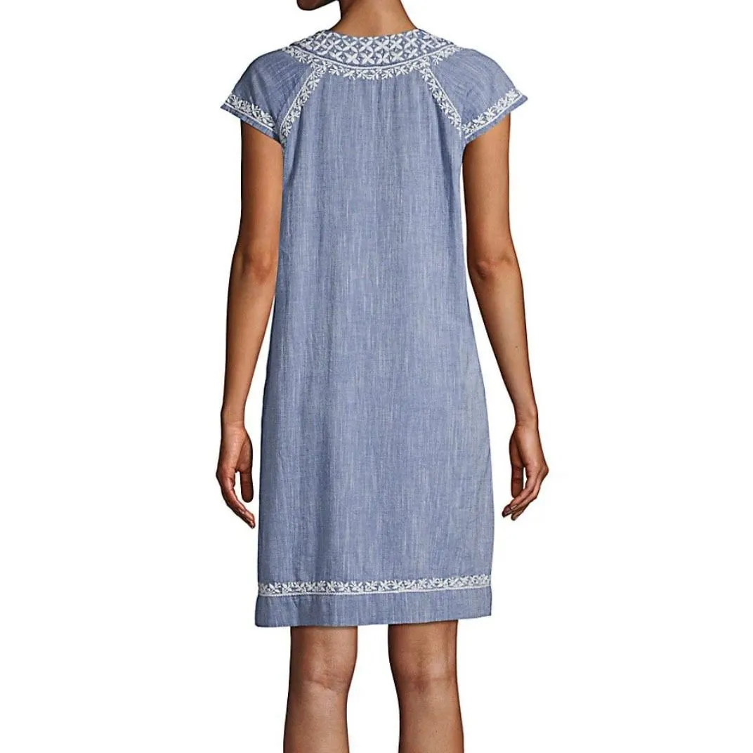 Roller Rabbit Faith embroidered denim shift dress size small - Image 2