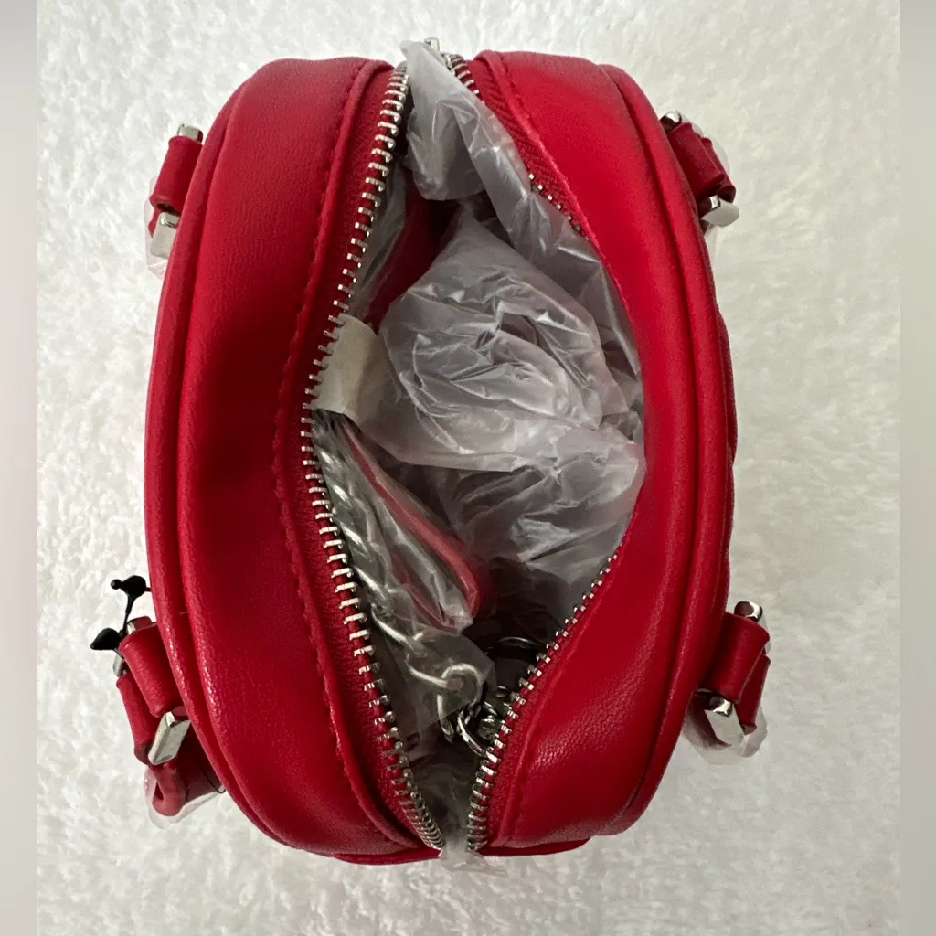 BADGLEY MISCHKA STUDIO CROSSBODY DOME WITH STUDS RED $99 MSRP NWT - Image 4