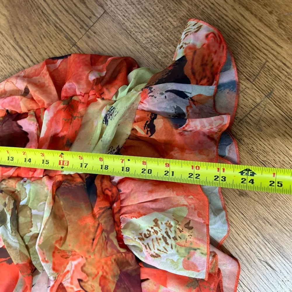 PRETTY LITTLE THING Orange Floral Print Corset Frill Hem Bodycon Dress NWTSize 6 - Image 16