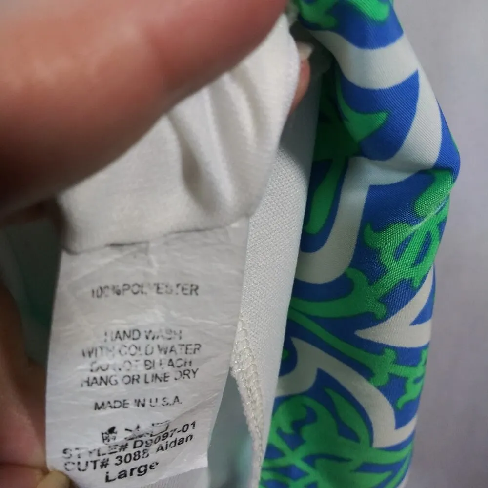 Peach Love Cream ModCloth Aiden Green Blue White 3/4 Sleeve Dress Size L - Image 4