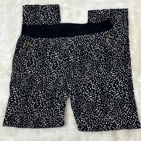 KUT from the Kloth Black White Dotted‎ Print Relaxed Fit Pants Women's Size 6 - Image 10