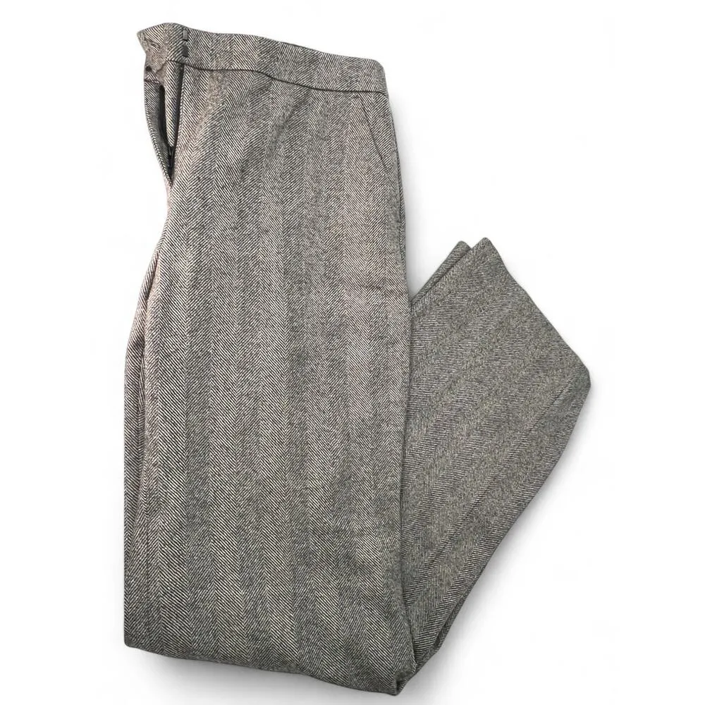 Boden | 10 Long | British Tweed Trousers Herringbone Boutique Boden Women Wool Black - Image 3