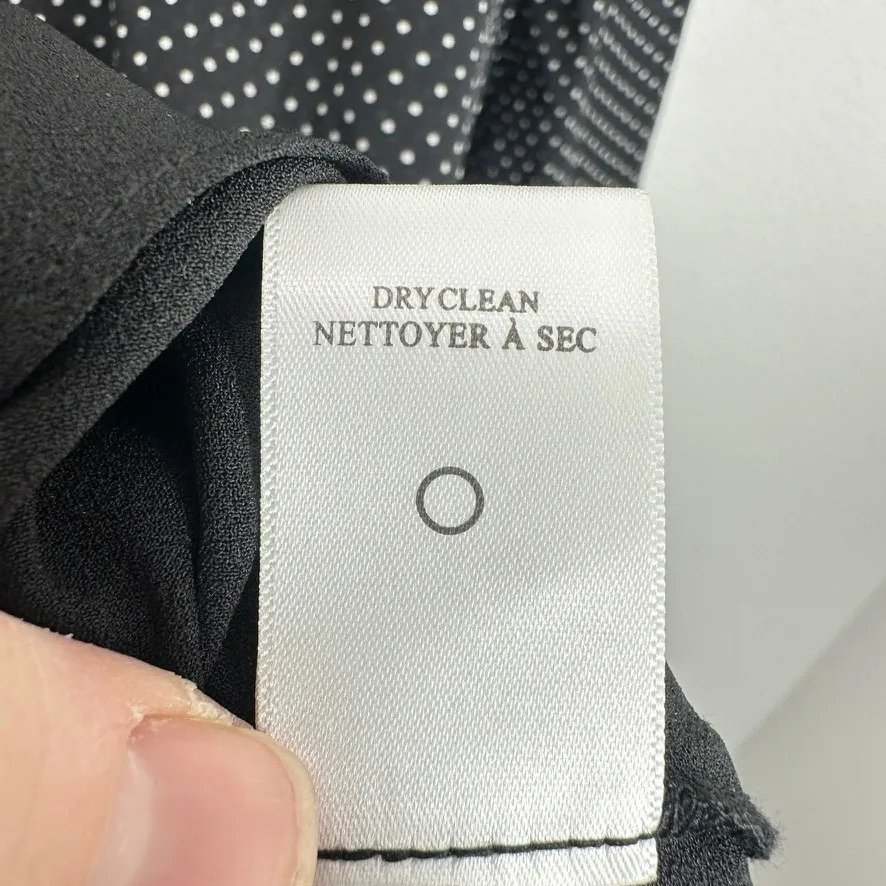 A.L.C. Black White Polka Dot 100% Silk Long Sleeve Mini Dress Size 4 Fit & Flare - Image 8