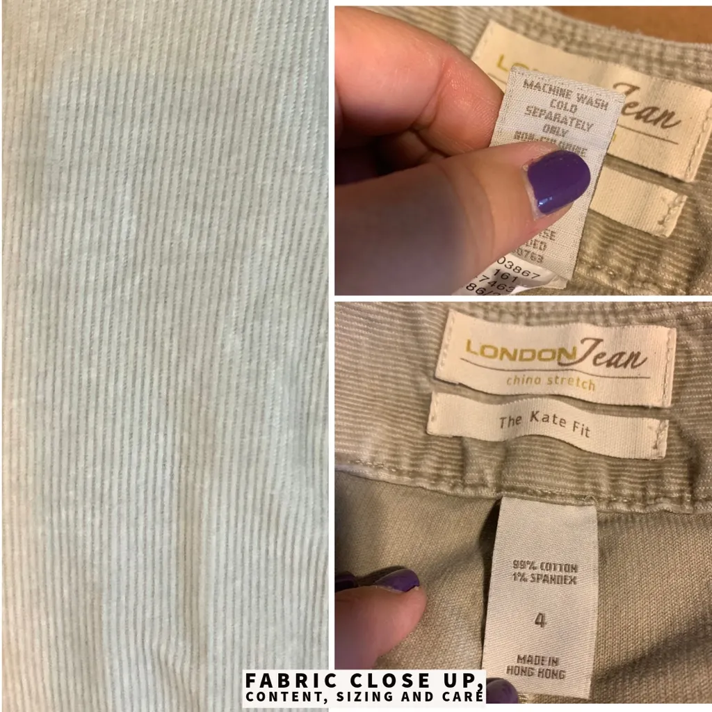 Y2K LONDON JEAN BEIGE "CHINO STRETCH THE KATE FIT" CORDUROY BOOT CUT PANTS (4) - Image 10