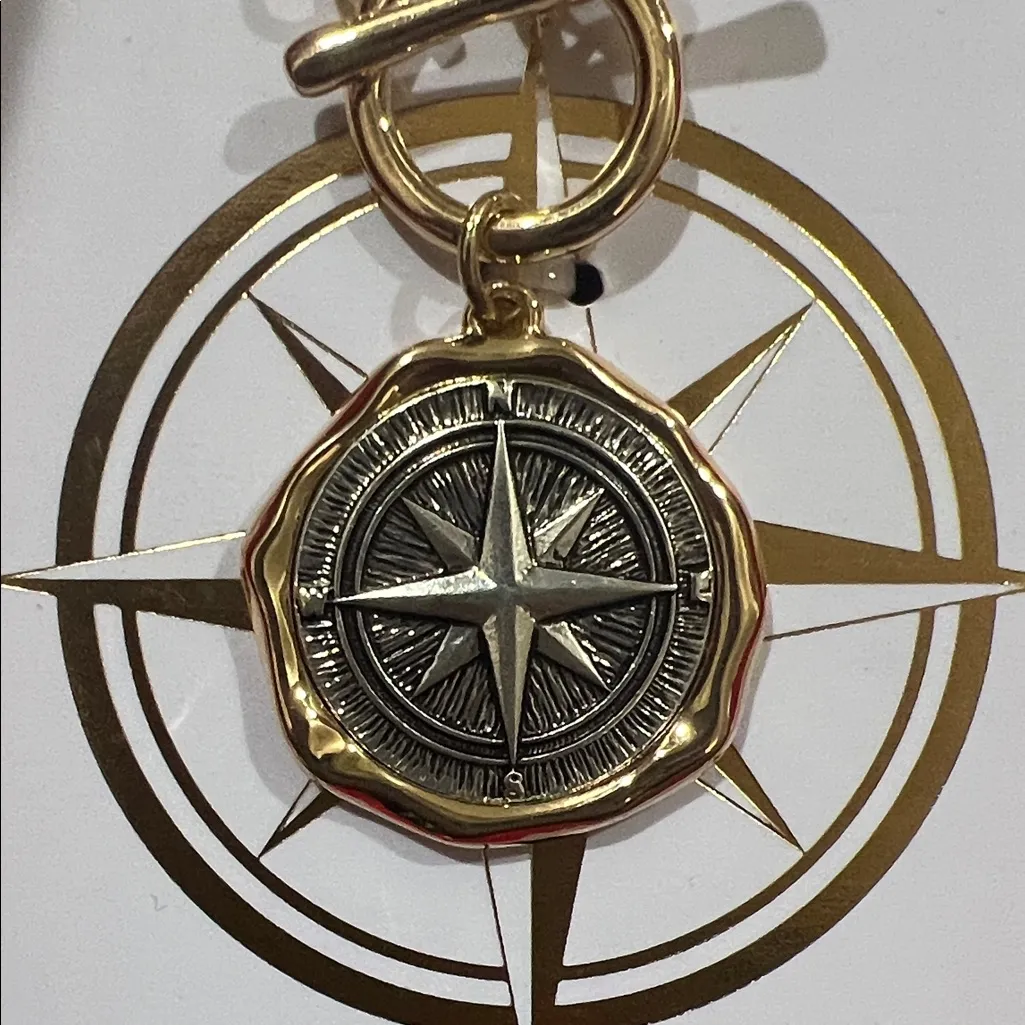 True to Form | Reversible Compass Statement Necklace w: Toggle Clasp Gold - Image 4