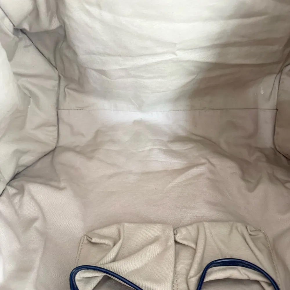 TORY BURCH Leather-Trimmed Navy Ella Tote bag Women’s Size L - Image 9