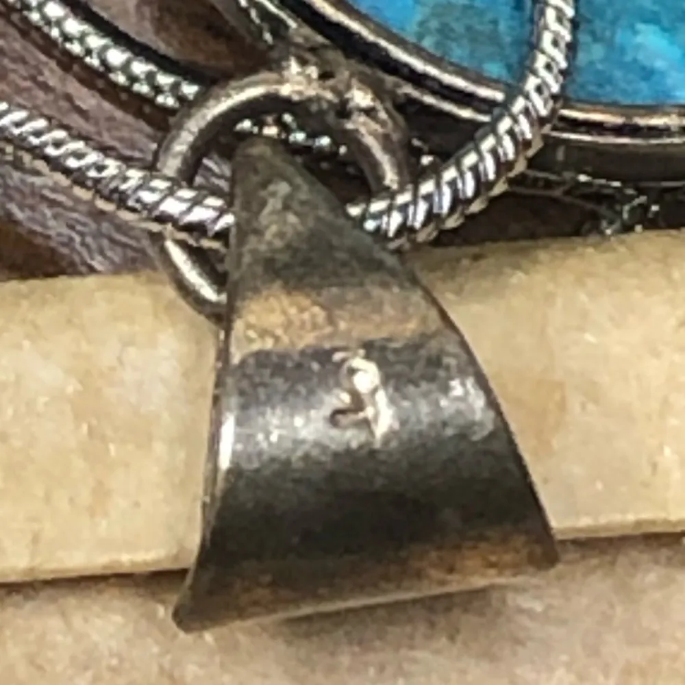 VINTAGE Turquoise and Sterling Silver Pendant on New Sterling Silver Snake Chain - Image 14