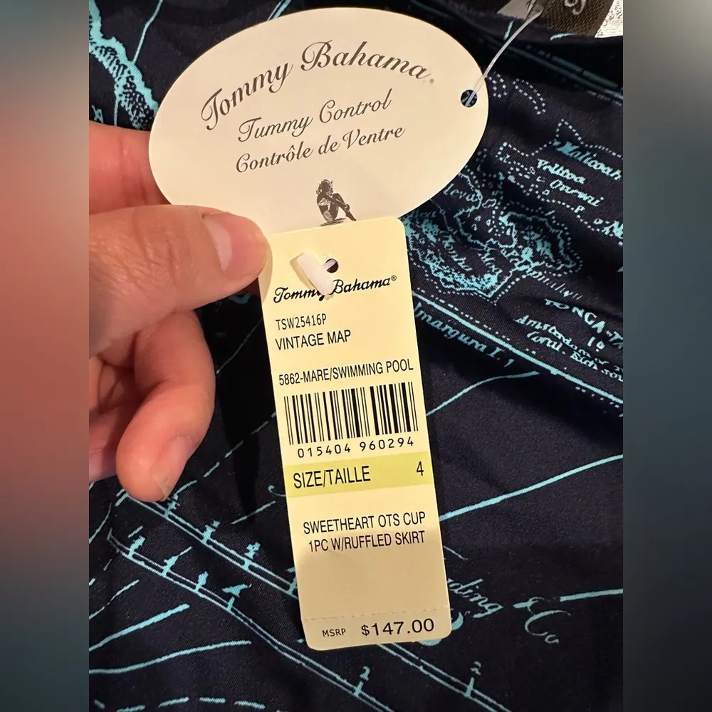 New with tags one piece swimsuit| vintage map/ sweetheart it’s cup size 4 blue - Image 5