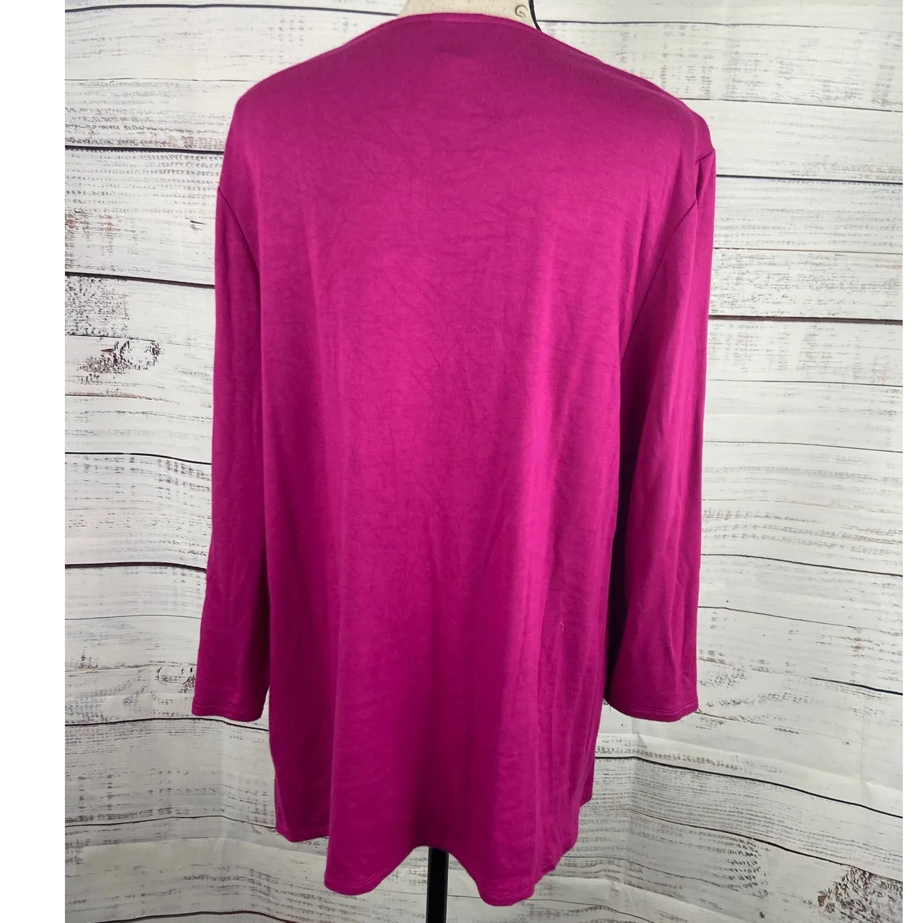 Chicos 2 Shirt Womens L Purple Knot Keyhole Neck 3/4 Sleeves Stretch - Image 4