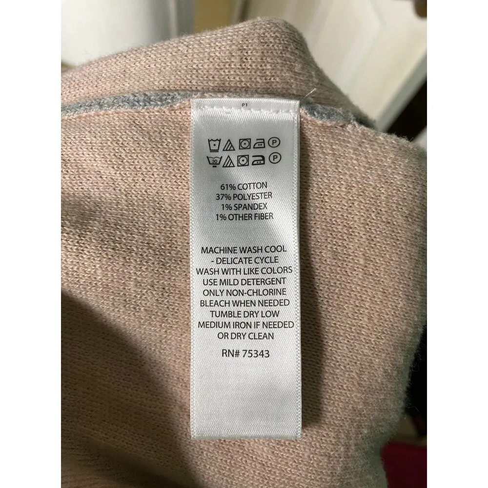 Akini Long Sleeve Sweatshirt Sweater Gray and Pink Side Slit Women's Size XS - Image 7