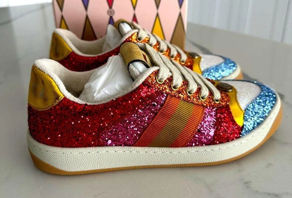 Gucci Lovelight Screener Glitter Sneakers - Image 5