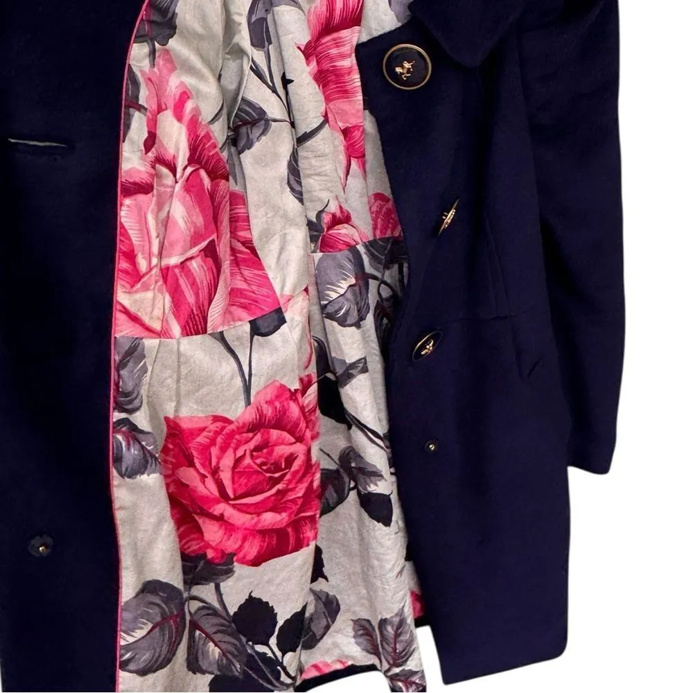 Anthropologie Leifsdottir Navy Blue Fleece Wool Button Up Coat Horse Buttons 6 Blue - Image 5