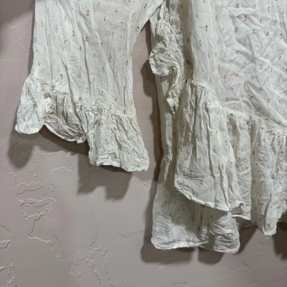 Melrose & Market Nordstrom white ruffle blouse romantic embroidered details Medi - Image 3