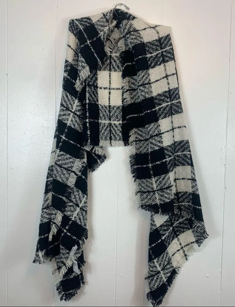 American Eagle New Plaid Check Gingham Oversized Scarf Wrap Shawl Blanket Fringe - Image 7
