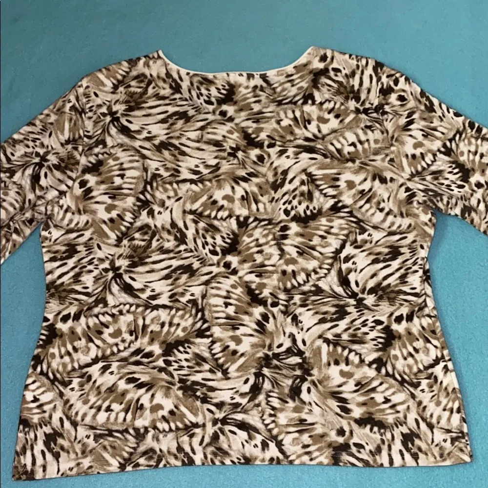 KAREN SCOTT sweater 3/4 sleeves scoop neck soft cotton cozy fuzzy NEW size XL - Image 2