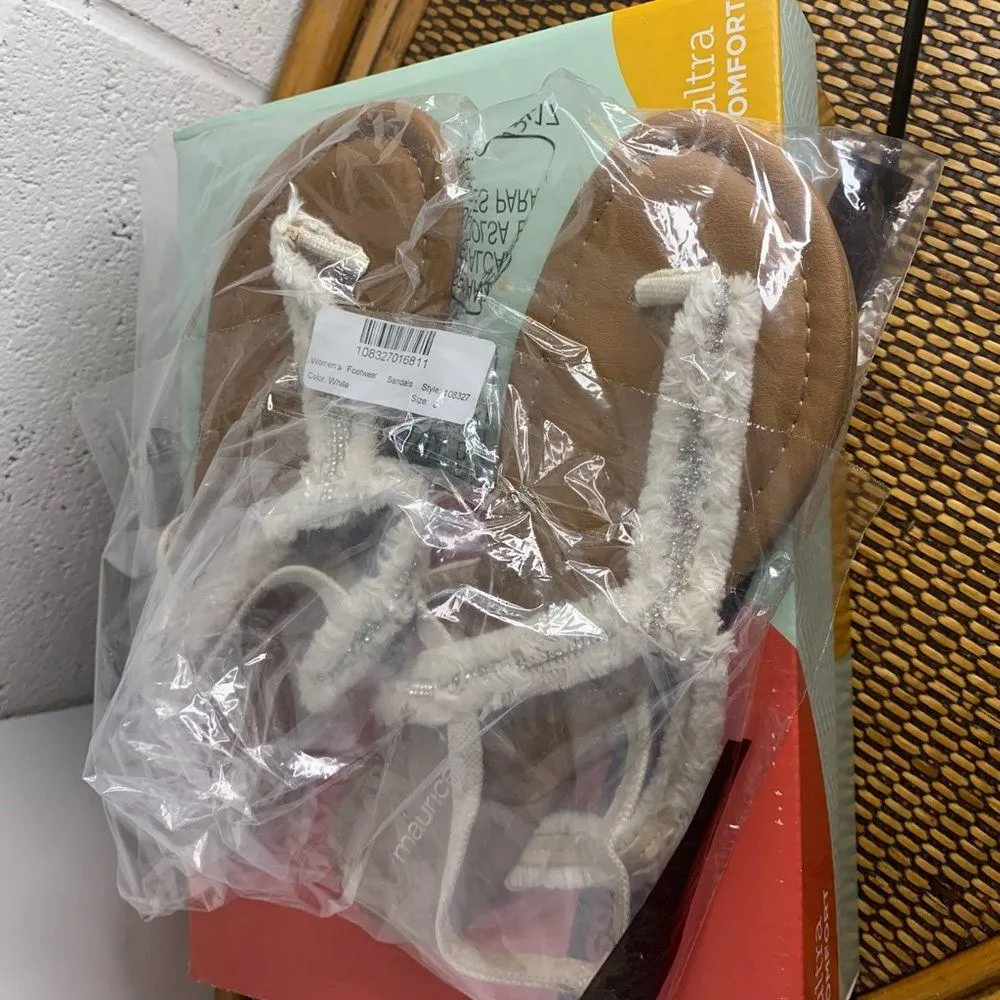 Maurices White Fringe Rhinestone Sandals - Image 2