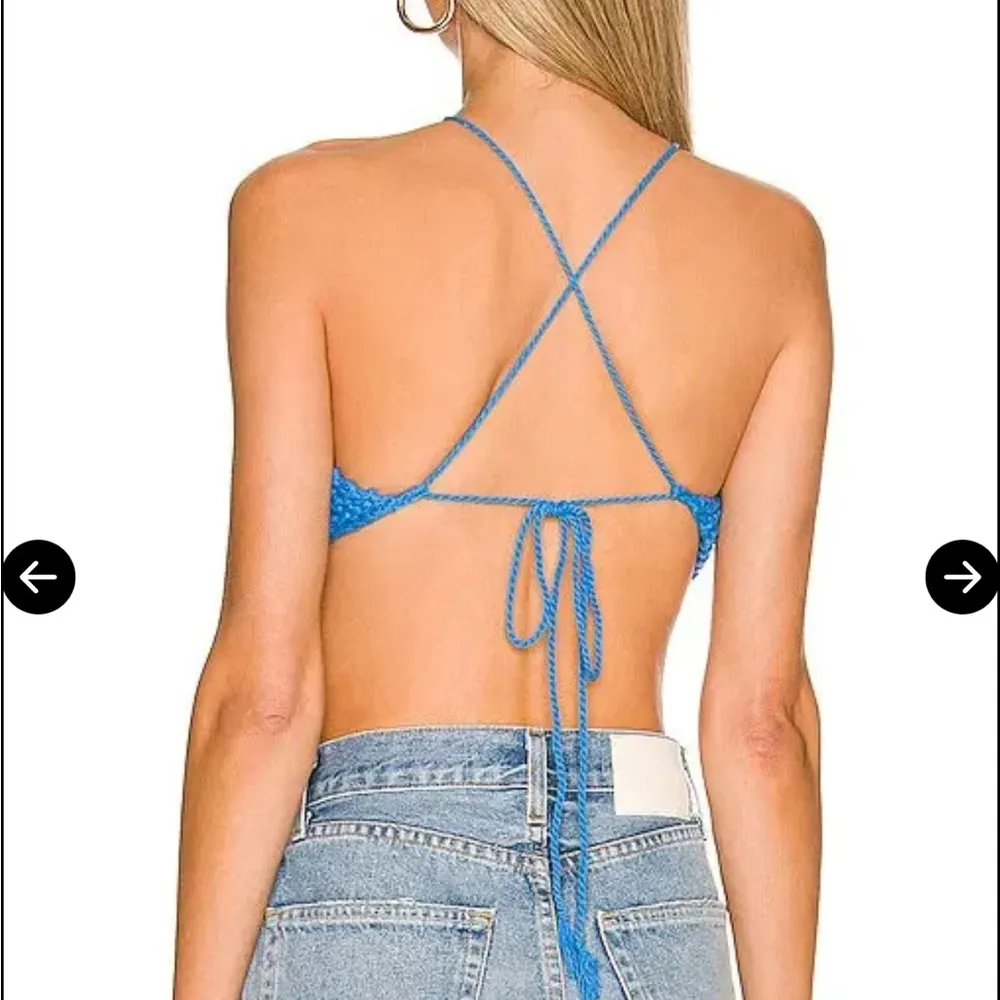 BARDOT KNITTED HALTER CROP TOP IN COBALT - Image 7