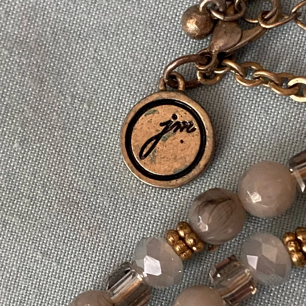 32” Necklace Stone Beads Beaded With Antler Tip Shape Pendant 2.5” H Cream Brown Tan - Image 4