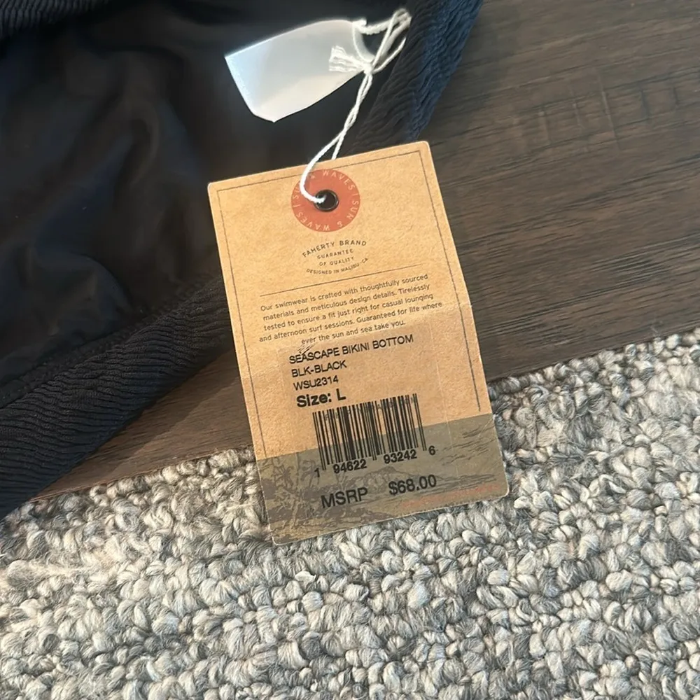 NWT Faherty Seascape Bikini Top and Bottom Sz L Black Size L - Image 3