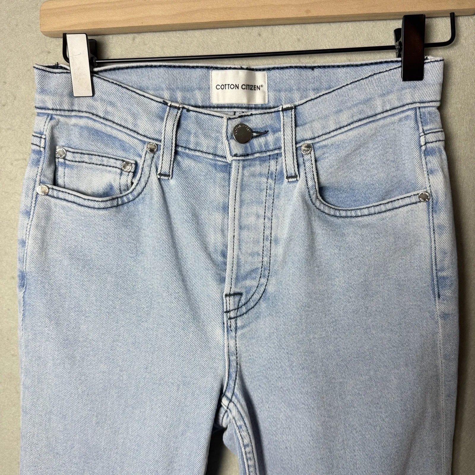 Cotton Citizen Split Skinny Leg Light Wash Button Fly Women’s Size 24 - Image 4