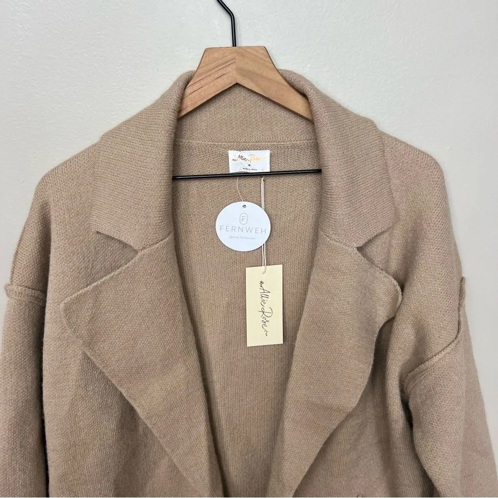Allie Rose NWT Camel Collared Coatigan Sweater Cardigan Jacket Size Medium - Image 4