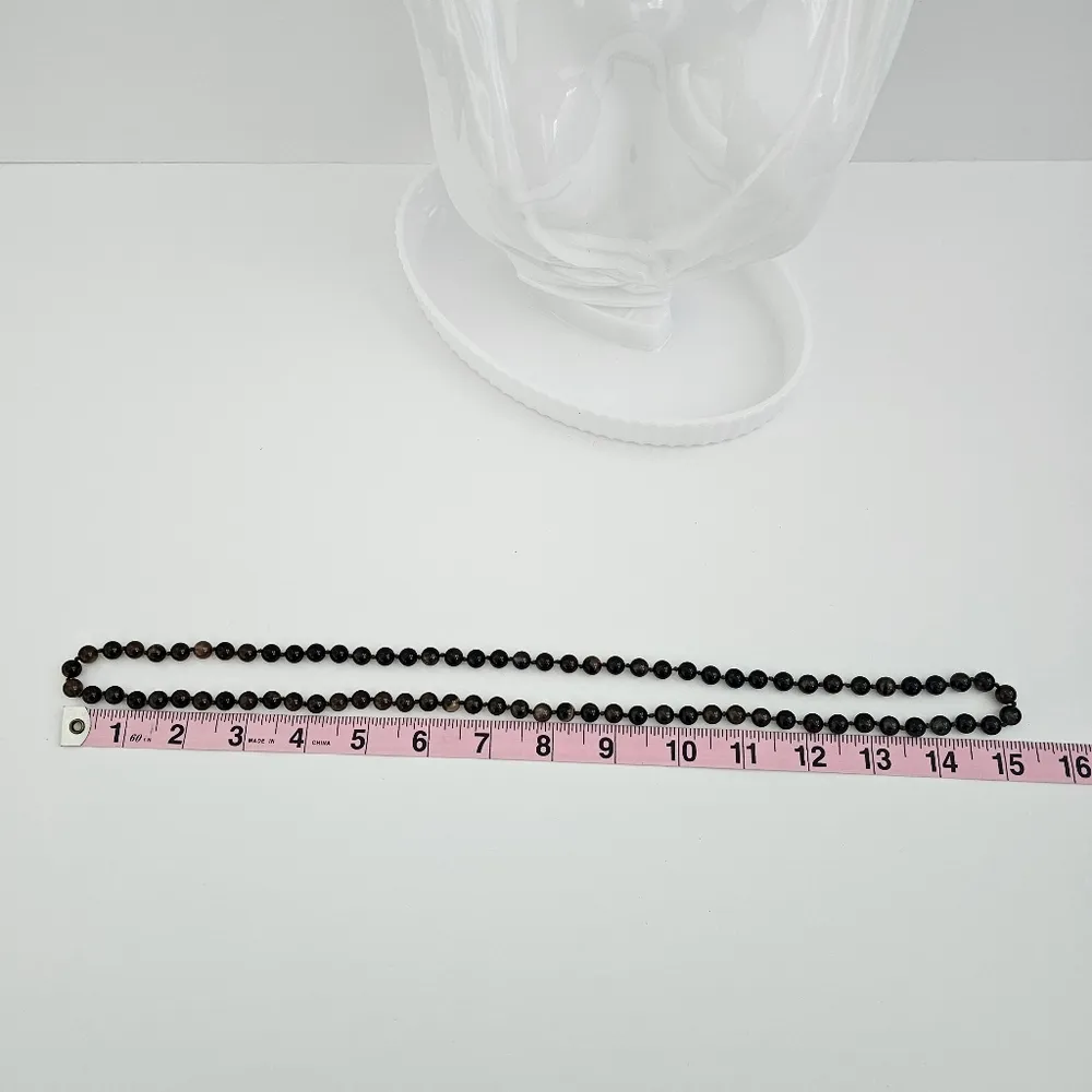 Smoke Tea Quartz Crystal Beaded Long Necklace 30" Brown - Image 4