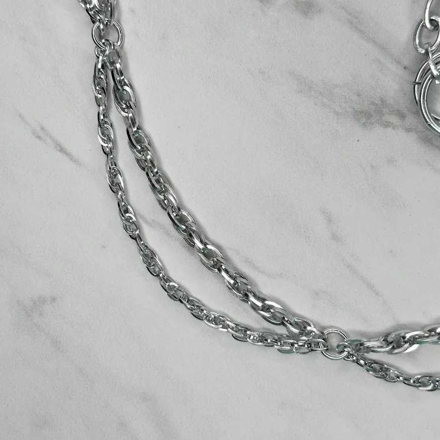 Womens Silver Double Chain Belt Small (S) Medium (M) Draped Y2K Style ✨ - Image 6