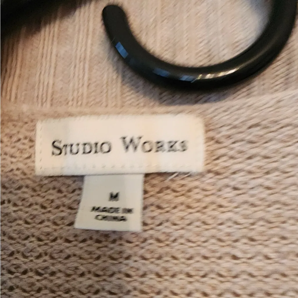 Studio Works knitted tan cardigan size womens medium - Image 3