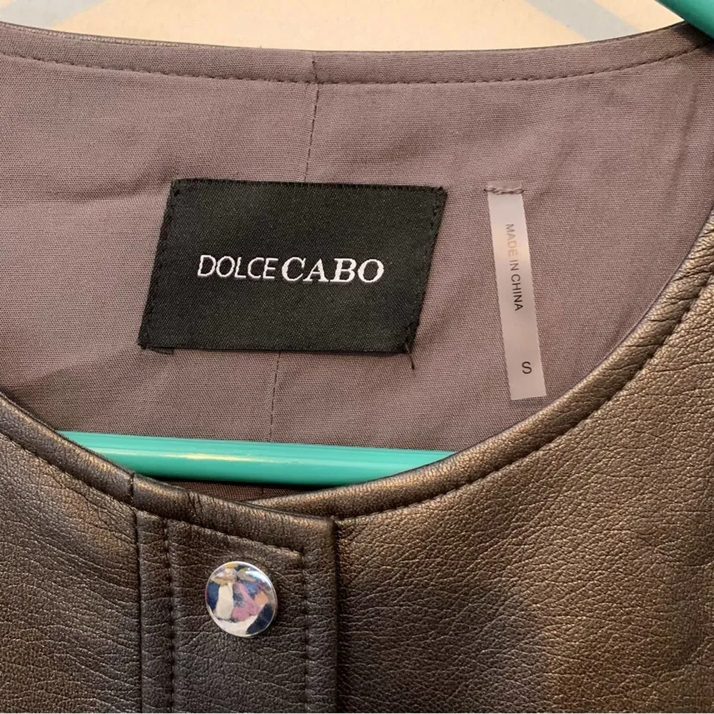 Dolce Cabo Faux Leather Denim Jacket Metallic - Image 4