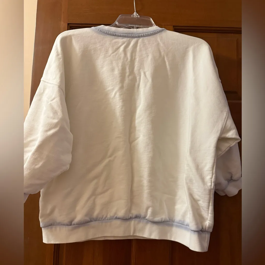 ALLSAINTS Spray Storn Cotton Sweatshirt medium chalk with with blue effects - Image 4