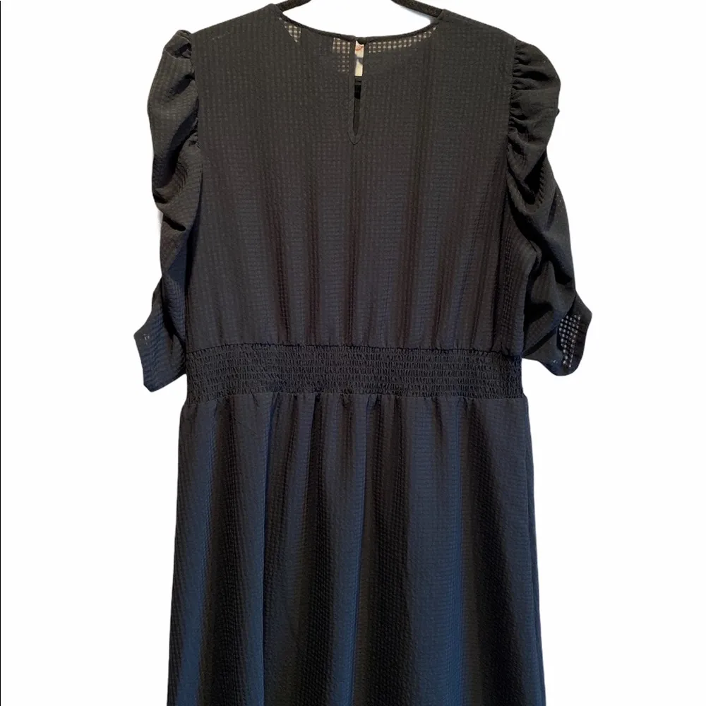 Who what wear black dress ruched sleeves career - Image 3