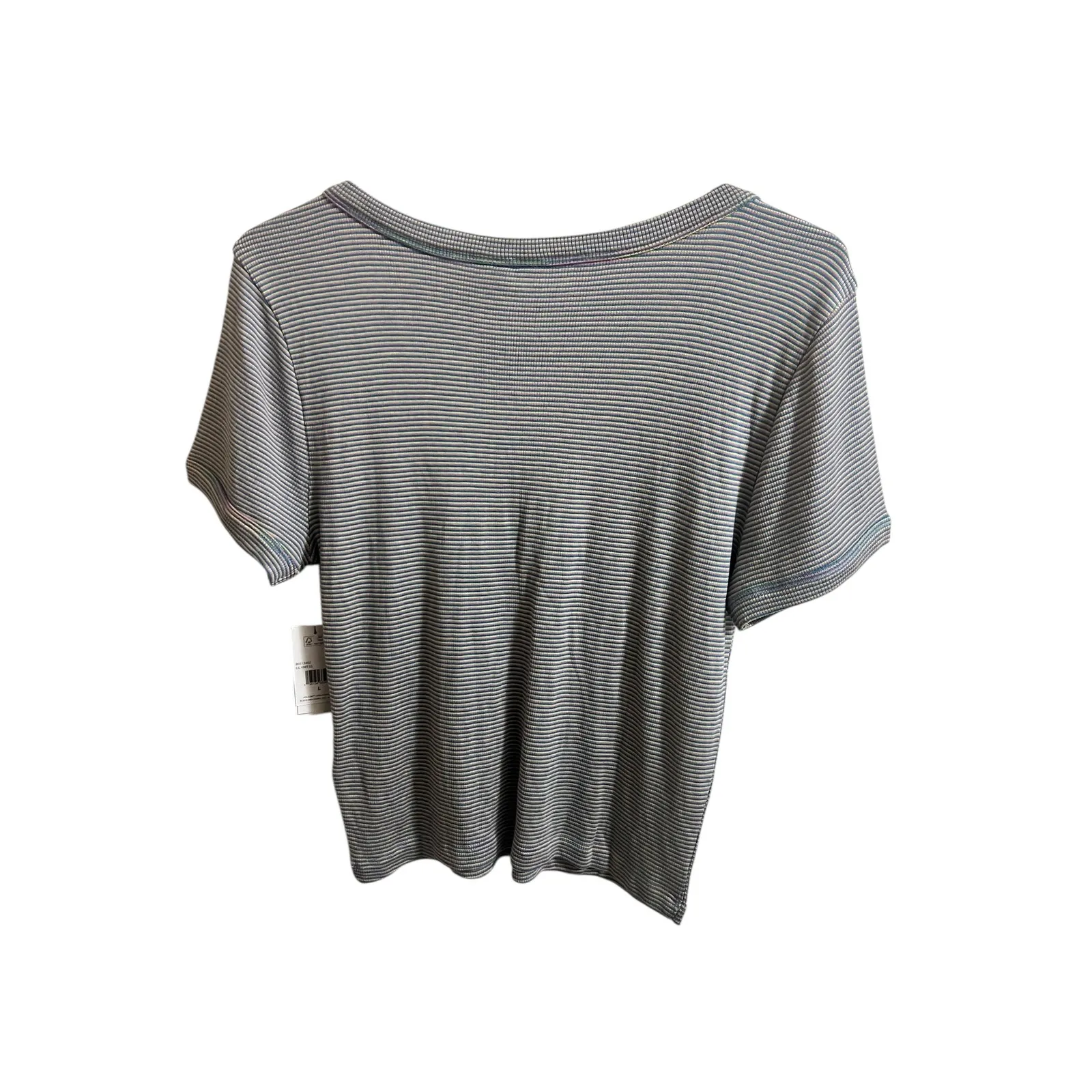 Volcom Top V-Neck Multi-color Striped T-shirt Women L 10 Casual Vacation Stretch - Image 3