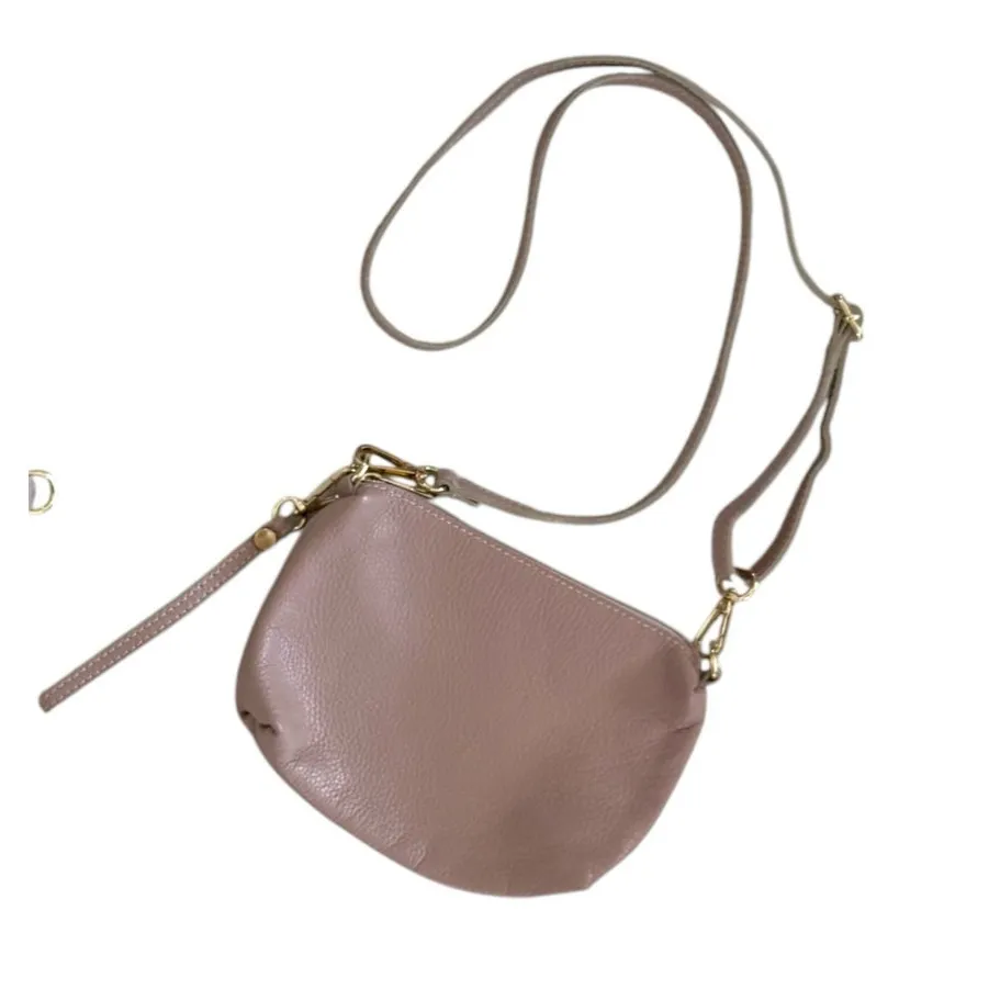 Genuine Leather Crossbody Bag & Top Handle Bag Set Made in Italy Rose Pink - Image 7