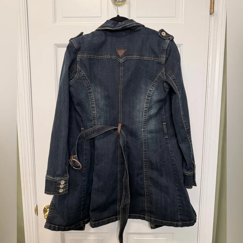 JouJou Premium Denim Long Belted Jacket Size Large - Image 4